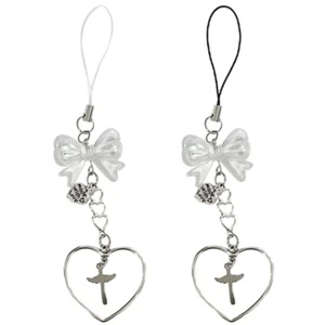 Cute Bowknot Heart Pendant Phone Straps Bag Charm Keys Decoration Chain - Zdjęcie 1 z 10