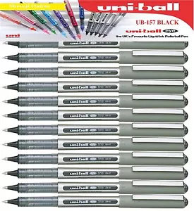 12 x Uniball Eye FINE UB 157 Roller Ball Pen 0.7mm BLACK Uni ball Pens - Picture 1 of 5