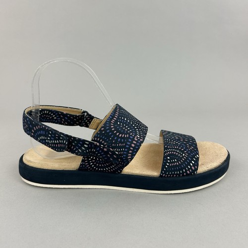 Scarpe sandali estivi Clarks Botanic Rose blu navy cinturino slingback flatform taglia UK6