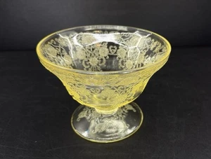 Hazel Atlas Depression Glass Florentine #2 Poppy Yellow Footed Sherbet Dish Bowl - Picture 1 of 8