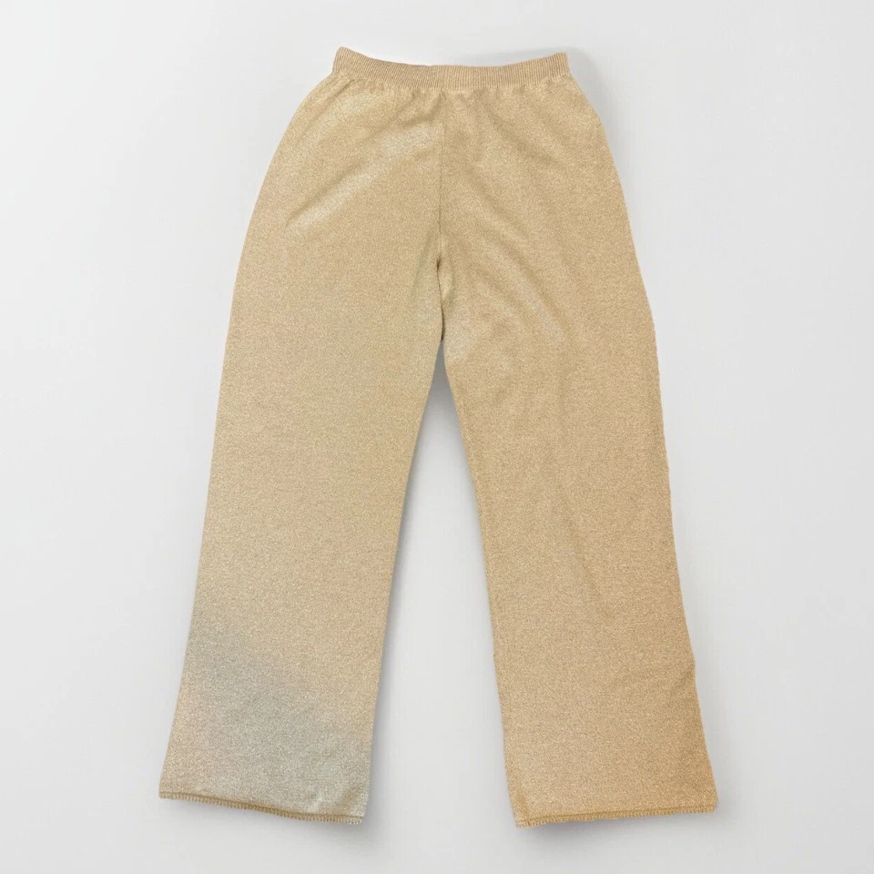 Винтажные золотистые металлические вязаные широкие брюки San Remo, сделано в США, размер большой - Изображение 1 из 4