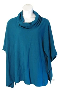 Charter Club 0X 1X Teal Blue Poncho Style Sweater - Picture 1 of 3