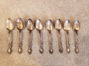 Sterling Silver Spoon Set Of 8 RW 8 5 3/8" - Picture 1 of 8