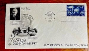 UNITED STATES ROTARY'S GOLDEN ANNIVERSARY 1955 SC#1066 ARTCRAFT CACHET NSA - Picture 1 of 2