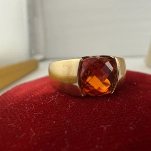 Anillo Vintage Oro 925 Vermeil Corte Cojín Naranja Circonita cúbica Talla 5 Audaz Ajuste - Imagen 1 de 11