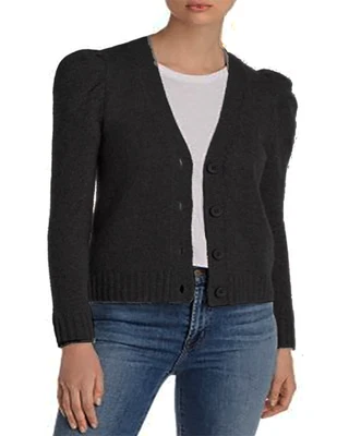 NWT C by Bloomingdales $198 Women's Cashmere Cardigan Sweater  XL Puffed Sleeve - Image 1 of 4