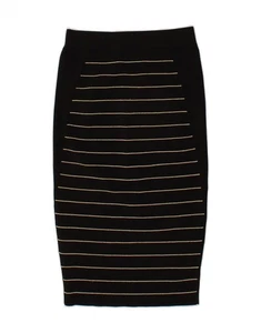 TED BAKER Womens Midi Skirt Size 3 Medium W26 Black Striped Viscose AN02 - Picture 1 of 3