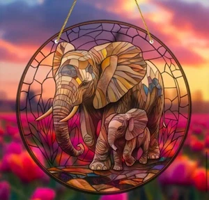 Letrero de puerta elefante bebé atrapasol colgante decoración ventana placa acrílica 20 cm - Imagen 1 de 5