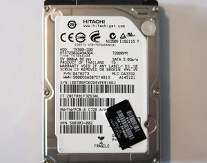 Hitachi HTS725032A9A364 PN:0A78273 MLC:DA3332 Thailand 320gb 2.5" Sata JUL-10 - Picture 1 of 1