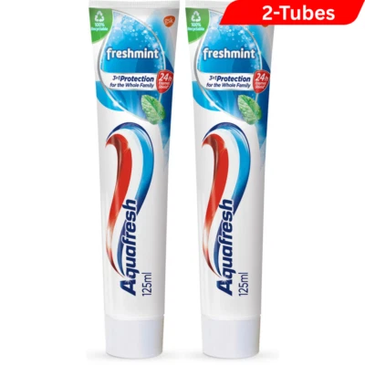 2 x Aquafresh Teeth Whitening All in One Protection Freshmint Toothpaste 125 ml - Image 1 of 2