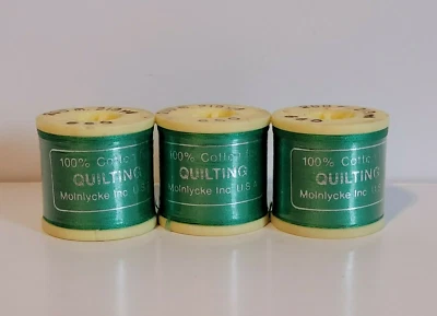 Vtg Lot of 3 NEW Molnlycke Green #660 Cotton Quilting Sewing Thread 219yds Each - Image 1 of 4