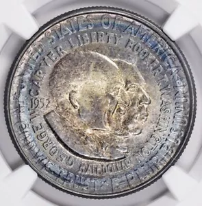 1952 Washington Carver Silver Commemorative Half Dollar NGC MS64 Toned - Picture 1 of 5