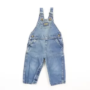 OshKosh B'Gosh Baby Overalls Faded Blue Denim USA Made Vestbak size 24 Mos. - Picture 1 of 6