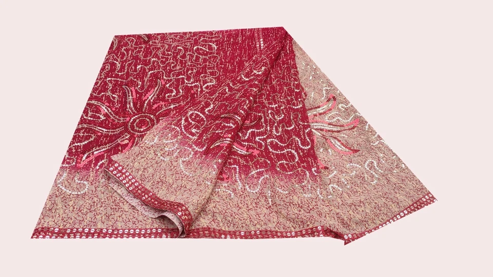 Saris Georgette Lentejuelas Usado Premium Sari 5 Yardas Tela Artesanal 1503 De Colección Foto 1 de 4