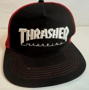 Thrasher Magazine Skate Hat Vintage Snapback Black Red Mesh - Picture 1 of 7