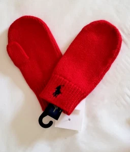 TODDLER SIZE 2T - 4T BOYSS RALPH LAUREN KNIT MITTENS CRIMSON RED NWT - Picture 1 of 2