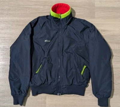 Chaqueta Columbia De Colección Para Hombre M Manga Radial Negra Forrada de Vellón Rojo Neón Verde Foto 1 de 4