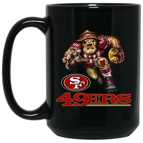 San Francisco 49ers Logo Miner Player Black 15 oz Ceramic Coffee Mug Cup Cover