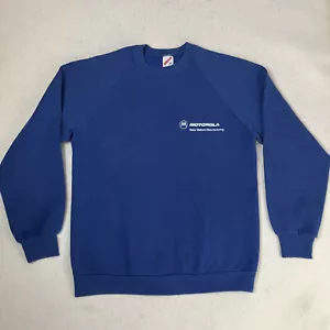 Vintage Motorola Crewneck Sweatshirt Mens L 90s Promo Blue - Picture 1 of 9