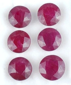JUEGO DE 6 PIEZAS DE CORTE REDONDO RUBÍ DE 12 MM TIERRA COMERCIAL CALIBRADA EXTRAÍDA Y TRATADA - Imagen 1 de 1
