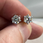 2.0 TCW Round Cut D Color Moissanite Stud Earrings In 14k White Gold Plated