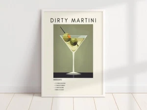 Dirty Martini Retro Cocktail poster Choose your Size - Picture 1 of 2