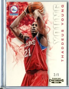 2012-13 Contenders Thaddeus Young GOLD PARALLEL #105 2/5 SP RARE 76ERS - Imagen 1 de 1