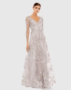Mac Duggal  Appliqued Illusion Long Sleeve A Line Gown Regular price$798 . Size - Picture 1 of 7