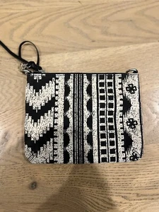 Lucky Brand Black and White Patterned Clutch / Wristlet Leather and Cloth - Picture 1 of 4