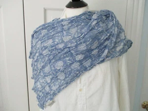 Halo and Swan 100 % Baumwolle Schal Nigella blau geblümt neu ohne Etikett - Bild 1 von 9