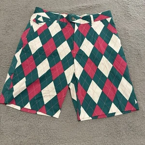 Royal & Awesome Shorts Men’s 34 Blue Arygle Bermuda Performance Lightweight Golf - Picture 1 of 11