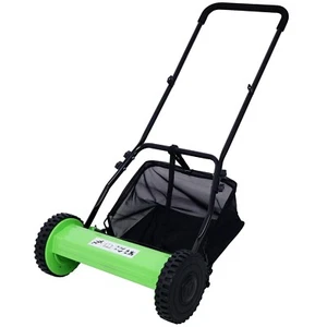 14-Inch 5-Blade Push Reel Lawn Mower with Grass Catcher, Manual, GREEN - Picture 1 of 11