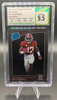 2021 Jaylen Waddle #207 Chronicles Optic Draft Picks Rated Rookie CSG 9.5 - Image 1 of 3