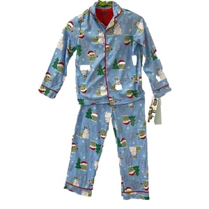 Star Wars Pajama Kids S 6/7 Blue Mandalorian Grogu Yoda Christmas Flame Resist - Picture 1 of 15