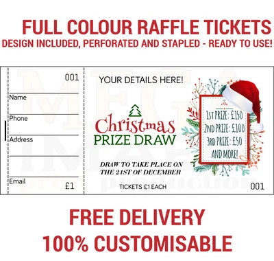 MIPP 2000 PRINTED PERSONALISED RAFFLE PRIZE DRAW TICKETS