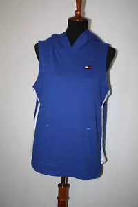 Tommy Hilfiger Sport Sz XL Blue Pullover Sleeveless Hoodie Pouch Pocket - Picture 1 of 6