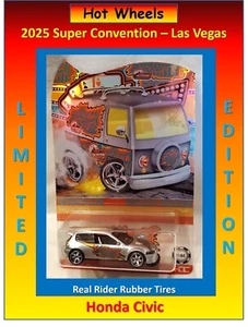 Hot Wheels 2025 Las Vegas Super Convention Honda Civic Silver Limited Edition - Picture 1 of 1