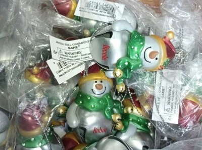 Ganz Snowman Jingle Bells Ornament Choose Personalized Names Discount Multiples - Image 1 of 2