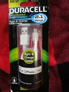 Duracell DUS1339 Solaray LLC Phone Sync & Charge USB Cable Hi-Performance White - Picture 1 of 10