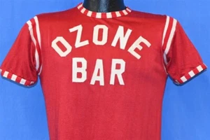 vtg 60s OZONE BAR RED WHITE STRIPED RINGER JERSEY t-shirt MEDIUM M - Picture 1 of 5