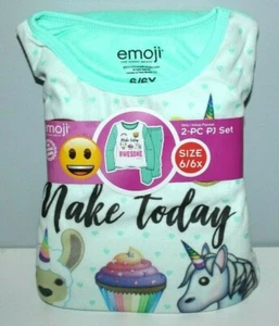 EMOJI 2-TEILIGES FLANELL-PYJAMA-SET MÄDCHEN GRÖSSE 6-6X GRÜN - Bild 1 von 2