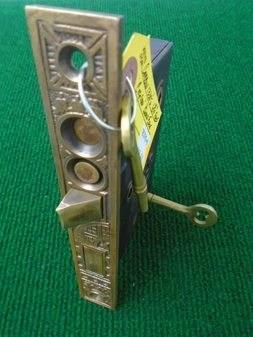 CORBIN #1330 1/4 RH DOUBLE KEY 6 3/4" CEYLON FACE MORTISE LOCK w/KEYS  (18290-8) Cover