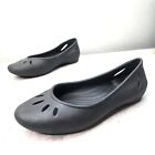 Crocs Round Toe Comfort Ballet Flats Sz 8 Black Rubber Casual Ballerina Shoes