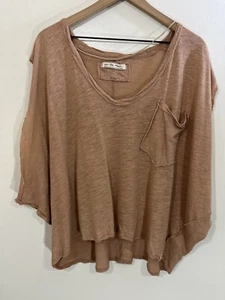 Camiseta Boho Coastal Vaquera Mezcla de Lino M Cuadrada Minimalista Lagenlook Playa Slouchy - Imagen 1 de 15