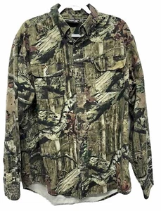 Mossy Oak Break Up Infinity Shirt Mens Large Camo Button Hunting Pockets Cotton - Picture 1 of 3