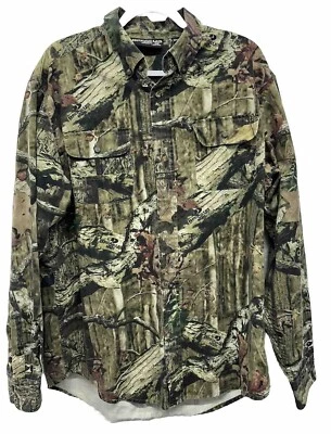 Mossy Oak Break Up Infinity Shirt Mens Large Camo Button Hunting Pockets Cotton - Image 1 of 3