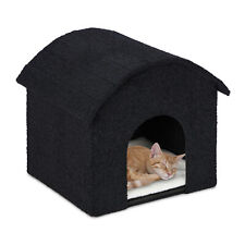 Casa gato plegable Cueva gato techo redondeado Cama gato techo abovedado negro 