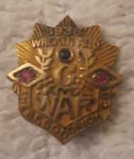 1936 Wreath and War B.F. Goodrich Homefront Gold Tone Hat Lapel Pin Vintage