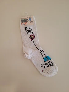 Blue Q Crew-Damensocken Take No Sh*T Give No F*cks Spaß skurril Schlafsaal Schule - Bild 1 von 1