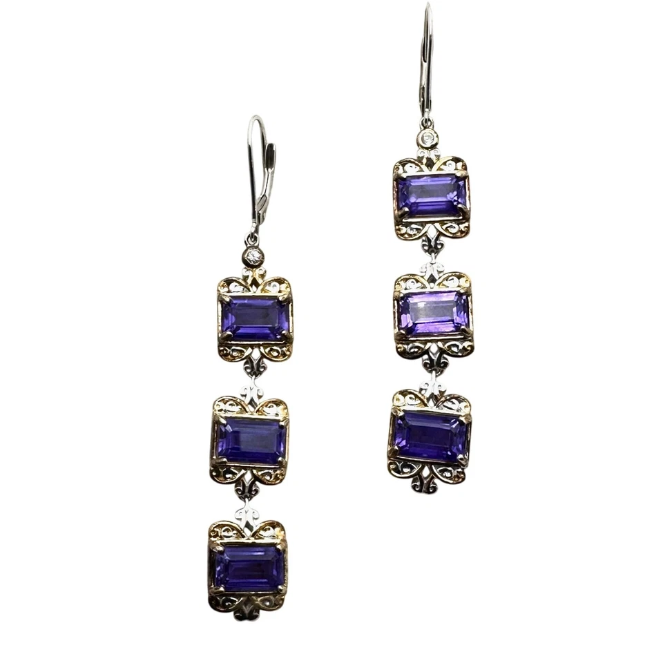 Michael Valitutti Iolite Sterling Silver Chandelier Earring Pierced 2 Inch - Image 1 of 2